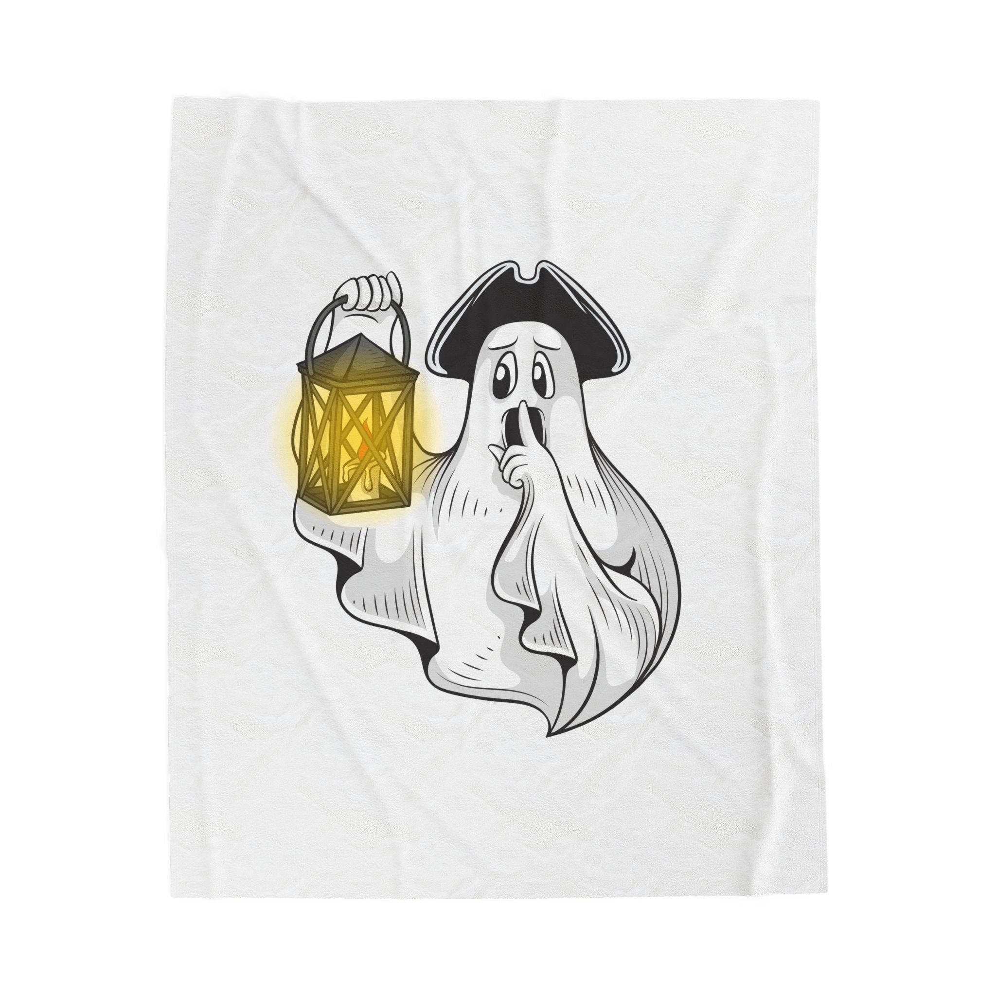 Cozy Ghost Lantern Velveteen Plush Blanket - Perfect for Halloween and Cozy Nights